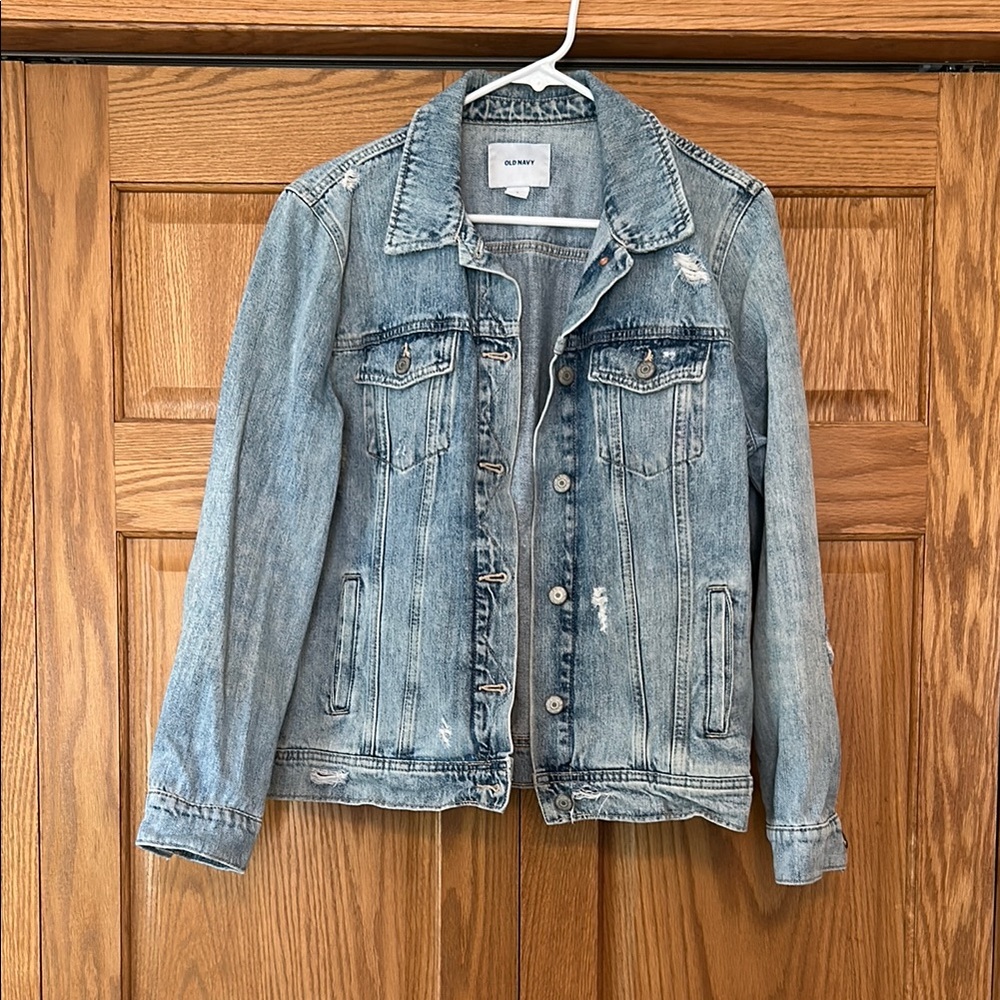 Women’s Denim Jacket size large Old Navy distressed